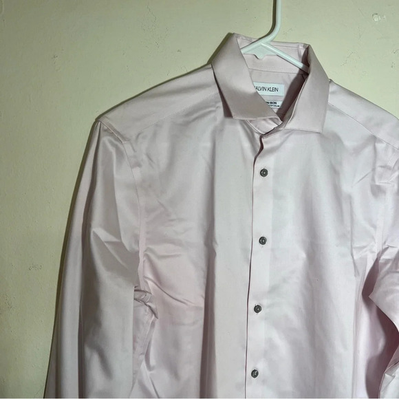 Calvin Klein Infinite Non-Iron Slim Fit Stretch Collar Pink Dress Shirt Medium - Picture 4 of 6